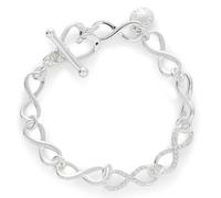 equilibrium Kiss Collection Infinity Link Bracelet, Silver Plated with Crystal Embellishments, Toggle Clasp, Romantic Jewellery Gift (Height: 1.9 x Width: 0.8 x Depth: 0.3 in cm)