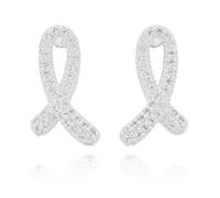 Equilibrium Kiss Silver Plated Earrings Collection - Heart, Pave, Two Tone & Contemporary Stud Designs (Pave Looped Stud Earrings)