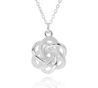 equilibrium Love Knots Collection Silver Plated Necklace, Interlocking Knot Design Pendant, Height: 1.7 x Width: 1.4 x Depth: 0.6 in cm