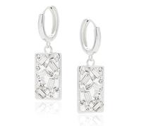 Equilibrium Luxe Tag Silver Plated Earrings Collection - Floral, Sparkle Stripe, Heart & Star Designs (Chic Sparkle Earrings)