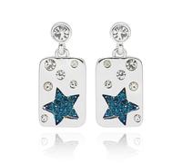 Equilibrium Luxe Tag Silver Plated Earrings Collection - Floral, Sparkle Stripe, Heart & Star Designs (Midnight Star Earrings)