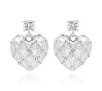 Equilibrium Luxe Tag Silver Plated Earrings Collection - Floral, Sparkle Stripe, Heart & Star Designs (Quilted Effect Earrings)
