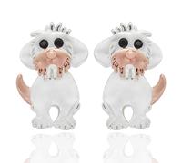 Equilibrium Man's Best Friend Two Tone Silver and Rose Gold Plated Dog Stud Earrings