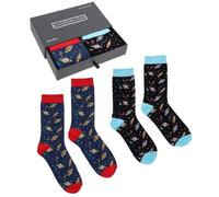 equilibrium Men’s Bamboo Socks Gift Box Planets - Luxury Soft Bamboo Men’s Space Astronomy Planet Rocket Pattern Gift Set Comfortable Breathable Socks for Him