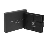 equilibrium Men's Black Leather Wallet with RFID Blocker, Snap Closure, Height: 10 x Width: 12 x Depth: 3 in cm