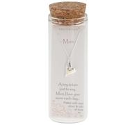 equilibrium Message in a Bottle Mum Necklace, Silver Plated Two Tone Heart Pendant, Gift with Cork Stopper
