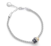 equilibrium Mixed Metal Collection Bracelet, Silver Plated Chain, Gold and Black Crystal Ring Charms, Gift Boxed