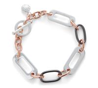 Equilibrium Mixed Metal Three Tone Silver, Rose Gold and Gunmetal Grey Bracelet - Two Halves Heart, Triple Heart, Loops Balls or Modern Designs With Gift Box (Modern)