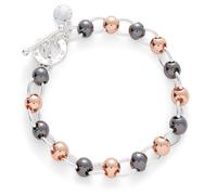 Equilibrium Mixed Metal Three Tone Silver, Rose Gold and Gunmetal Grey Bracelet - Two Halves Heart, Triple Heart, Loops Balls or Modern Designs With Gift Box (Loops Balls)