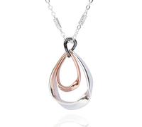 Equilibrium Mixed Metal Three Tone Silver, Rose Gold and Gunmetal Grey Necklace - Modern Teardrop, Two Circles, Modern Heart or Eternal Teardrops Designs With Gift Box (Eternal Teardrops)