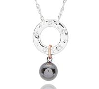equilibrium Mixed Metal Three Tone Silver, Rose Gold and Gunmetal Grey Necklace - Modern Teardrop, Two Circles, Modern Heart or Eternal Teardrops Designs With Gift Box (Hanging Ball)