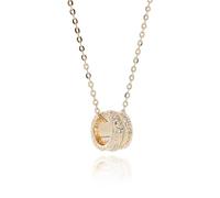 equilibrium Molten Metal Collection Gold Plated Ring Pendant Necklace with Crystal Embellishments, Three Lines Design, Height: 1 x Width: 0.6 x Depth: 0.2 in cm