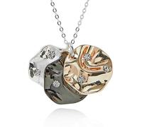 equilibrium Molten Metal Collection Necklace, Three Tone Circles Pendant, Cubic Zirconia Embellished Statement Jewellery