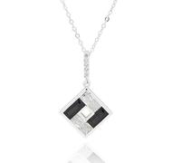 equilibrium Monochrome Baguette Square Silver Plated Necklace