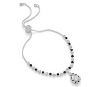 equilibrium Monochrome Collection Silver-Plated Adjustable Bracelet, Cubic Zirconia Teardrop Charm