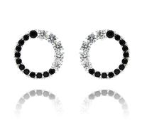 Equilibrium Monochrome Silver Plated Two Halves Earrings