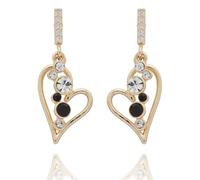 Equilibrium Monochrome Waterfall Heart Drop Earring, Gold Plated, Pavé Cubic Zirconia Crystal, Anti-Tarnish Coating, Gift Boxed