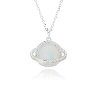 equilibrium Moonstone Floral Silver Plated Necklace - Pink, Clear or Blue (Clear)