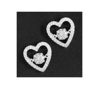 Equilibrium Moving Crystals Silver Plated Earrings - Glam Heart