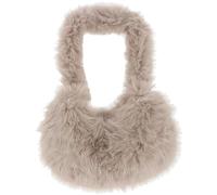 Equilibrium Pale Grey Faux Fur Banana Bag 20 x 31cm