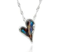 equilibrium Paua Shell Collection Heart Necklace, Silver Plated, Iridescent Shell Pendant, Gift Boxed
