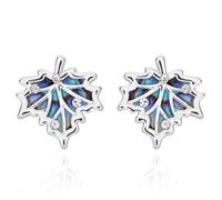 Equilibrium Paua Shell Maple Leaf Silver Plated Earrings
