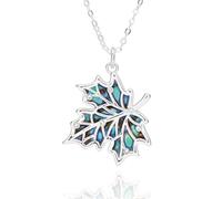 Equilibrium Paua Shell Maple Leaf Silver Plated Sparkle Necklace