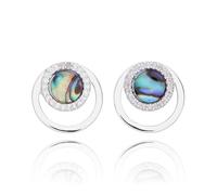 Equilibrium Paua Shell Modern Circles Silver Plated Earrings