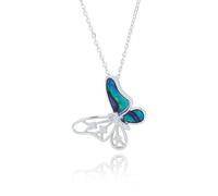 Equilibrium Paua Shell Silver Plated Butterfly Sparkle Necklace