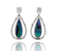 Equilibrium Paua Shell Silver Plated Double Teardrop Earrings