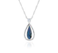 Equilibrium Paua Shell Silver Plated Double Teardrop Necklace