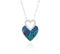 Equilibrium Paua Shell Silver Plated Heart Duo Necklace