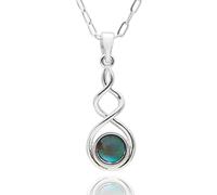 equilibrium Paua Shell Twist Necklace, Silver Plated, Iridescent Shell Pendant, Infinity Style Design, Gift Boxed