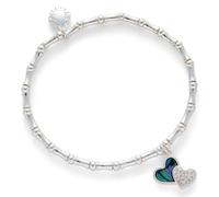 equilibrium Paua Shell Two Hearts Silver Plated Sparkle Bracelet