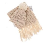 Equilibrium Pearl Detail Hat & Scarf Gift Set - Beige