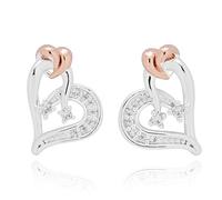 Equilibrium Polished Two Tone Entwined Heart Earrings Silver & Rose Gold (Height: 1.3 x Width: 1.1 x Depth: 0.3 in cm)