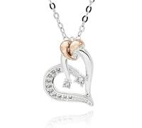 equilibrium Polished Two Tone Entwined Heart Necklace Silver and Rose Gold Plated Romantic Jewellery Gift (Height: 1.6 x Width: 1.2 x Depth: 0.3 in cm)