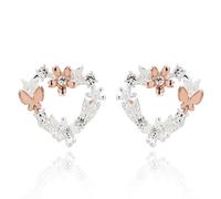 Equilibrium Polished Two Tone Floral Heart Earrings (Height: 1.4 x Width: 1.5 x Depth: 0.2 in cm)