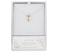 equilibrium Polished Two Tone Heart Duo Necklace, Silver & Rose Gold Plated, Height: 1.7 x Width: 1.1 x Depth: 0.4 in cm