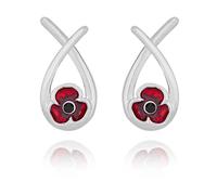 Equilibrium Poppy Kiss Silver Plated Stud Earrings (Height: 1.4 x Width: 0.7 x Depth: 0.4 in cm)