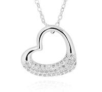 equilibrium Pure Elegance Luxury Crystal Pendant Necklace Collection - Silver & Gold Plated Sparkling Designs (Pretty Heart Silver PlatedH 1.4 cm × W 1.5 cm × D 0.2 cm)