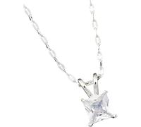 equilibrium Pure Elegance Luxury Crystal Pendant Necklace Collection - Silver & Gold Plated Sparkling Designs (Silver Plated Solitaire: H 4.5 cm × W 1 cm × D 0.2 cm)