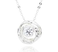equilibrium Pure Elegance Modern Circles Silver Plated Necklace with Cubic Zirconia, Pure Elegance Collection