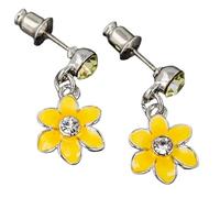 Equilibrium Radiant Daffodil Enamel & Crystal Dangly Earrings Gift Boxed