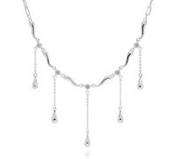 equilibrium Raindrop Collection Silver Plated Necklace with Cubic Zirconia Crystals and Teardrop Charms
