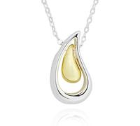 equilibrium Raindrops Collection Necklaces - Elegant Droplet Designs in Silver and Two-Tone Finishes (Two Tone Height 1.6x Width 0.9x Depth 0.4cm)