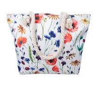 equilibrium Reuseable Rope Handle Tote Bag - Modern Spirals, Pastel Geometric, Floral Meadow, Moggie Friends or Diamonds Swirls Designs (Floral Meadow)