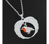 Equilibrium Robins Appear Angel Wings Silver Plated Necklace 334740
