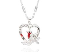 Equilibrium Robins Appear Heart Silver Plated Necklace 349645