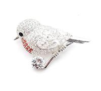 Equilibrium Robins Appear Silver Plated Crystal Robin Brooch - Sparkle Bird Remembrance Gift